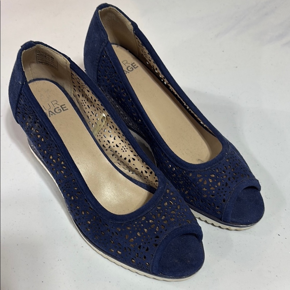 ❤️ Navy Peep-Toe Women Shoes